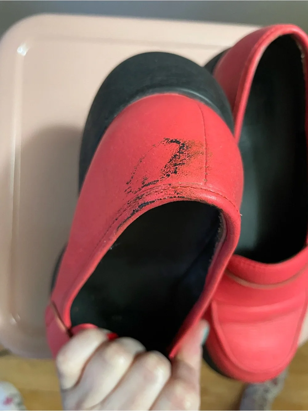 Camper Red Leather Penny Loafers